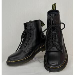 Kararoa Womens Black Lace Up Combat Leather Upper Rubber Sole Boots 6.5